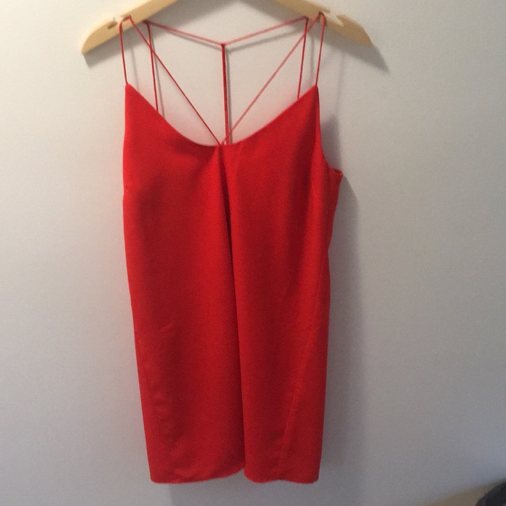Red slip dress
